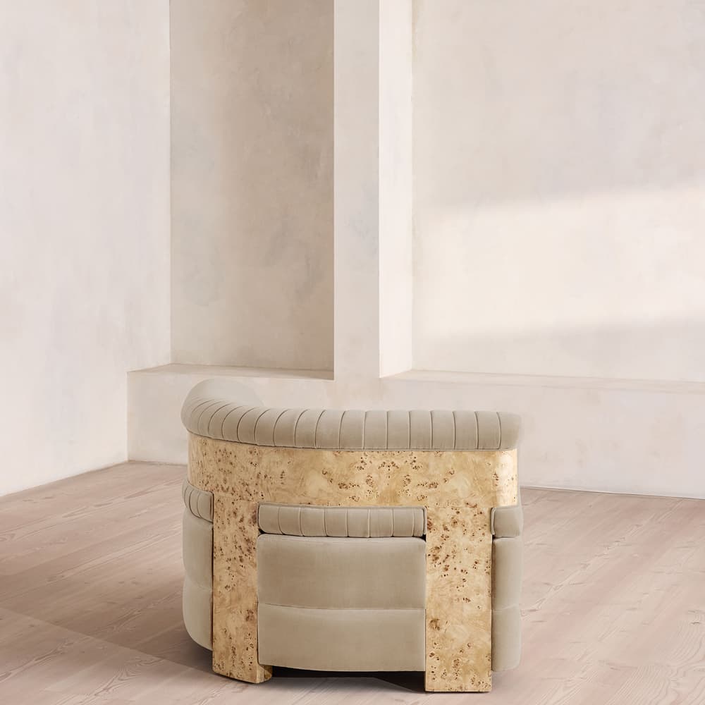 Caleb Modular Sofa - Corner Module - Velvet - Oyster - Blonde Burl - UK - Image 3