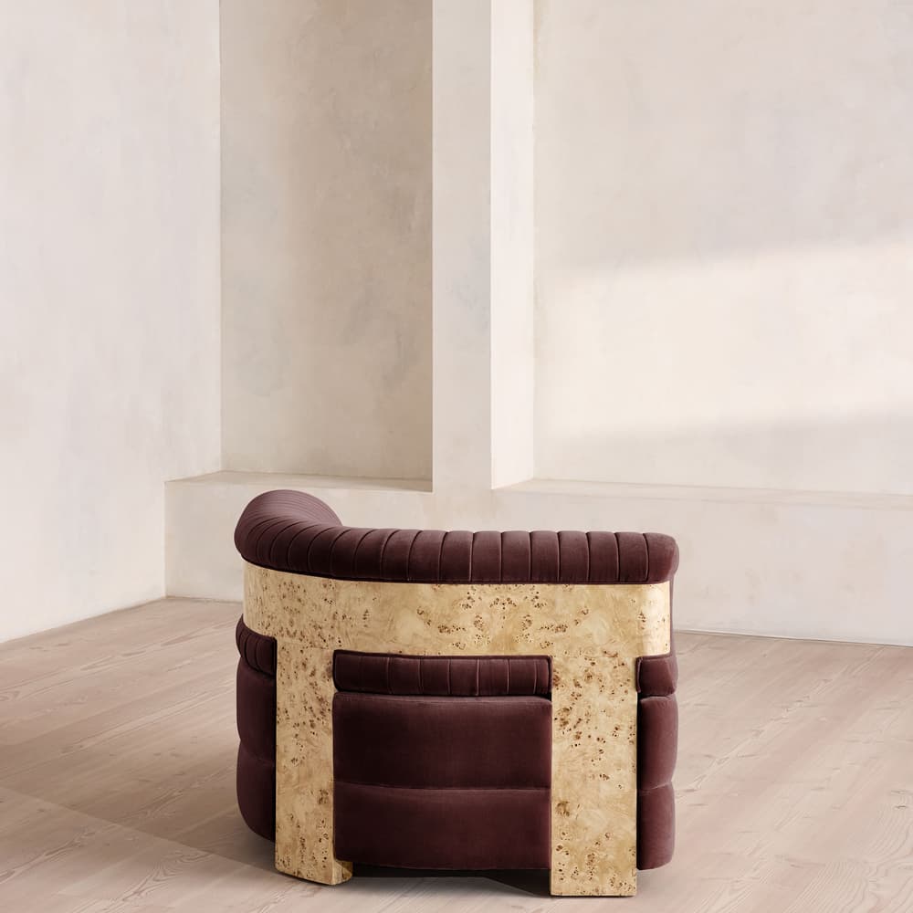 Caleb Modular Sofa - Corner Module - Velvet - Aubergine - Blonde Burl - UK - Image 3