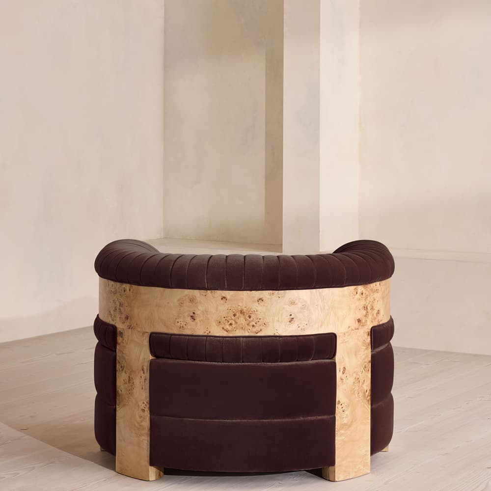 Caleb Armchair - Blonde Burl - Velvet - Aubergine - UK - Images - Image 3
