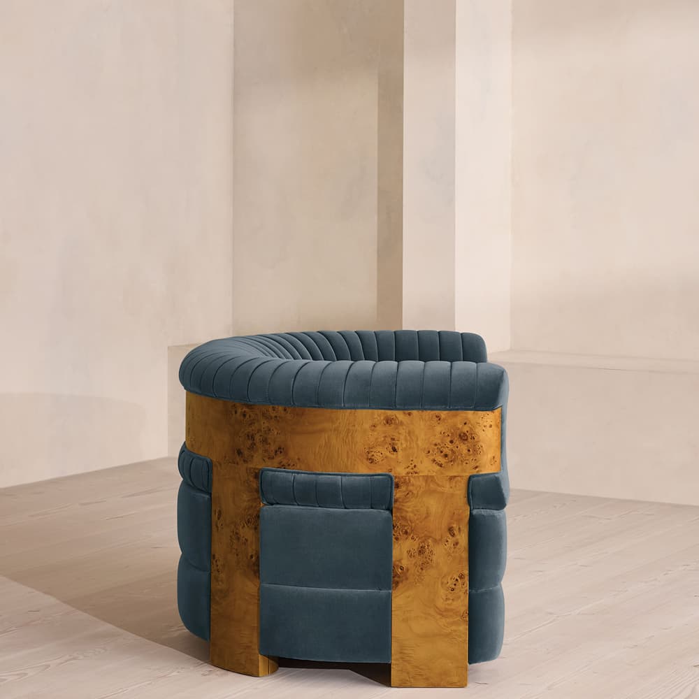 Caleb Armchair - Dark Burl - Velvet - Grey Blue - UK - Images - Image 3