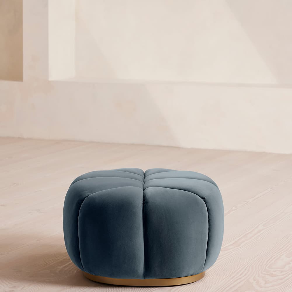 Garret Footstool - Velvet - Grey Blue - Images - Image 3