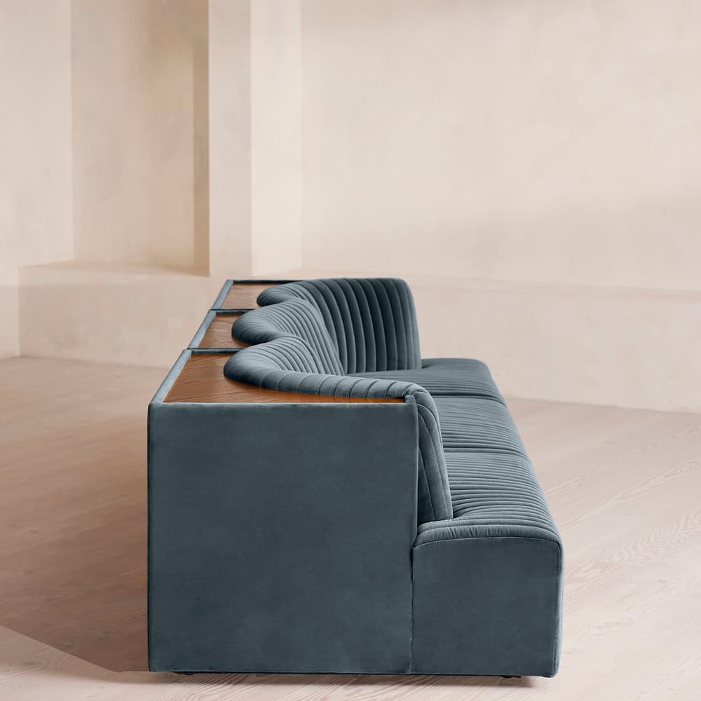 Hamish Modular Sofa - Four Seater - Velvet - Grey Blue - Images - Image 3