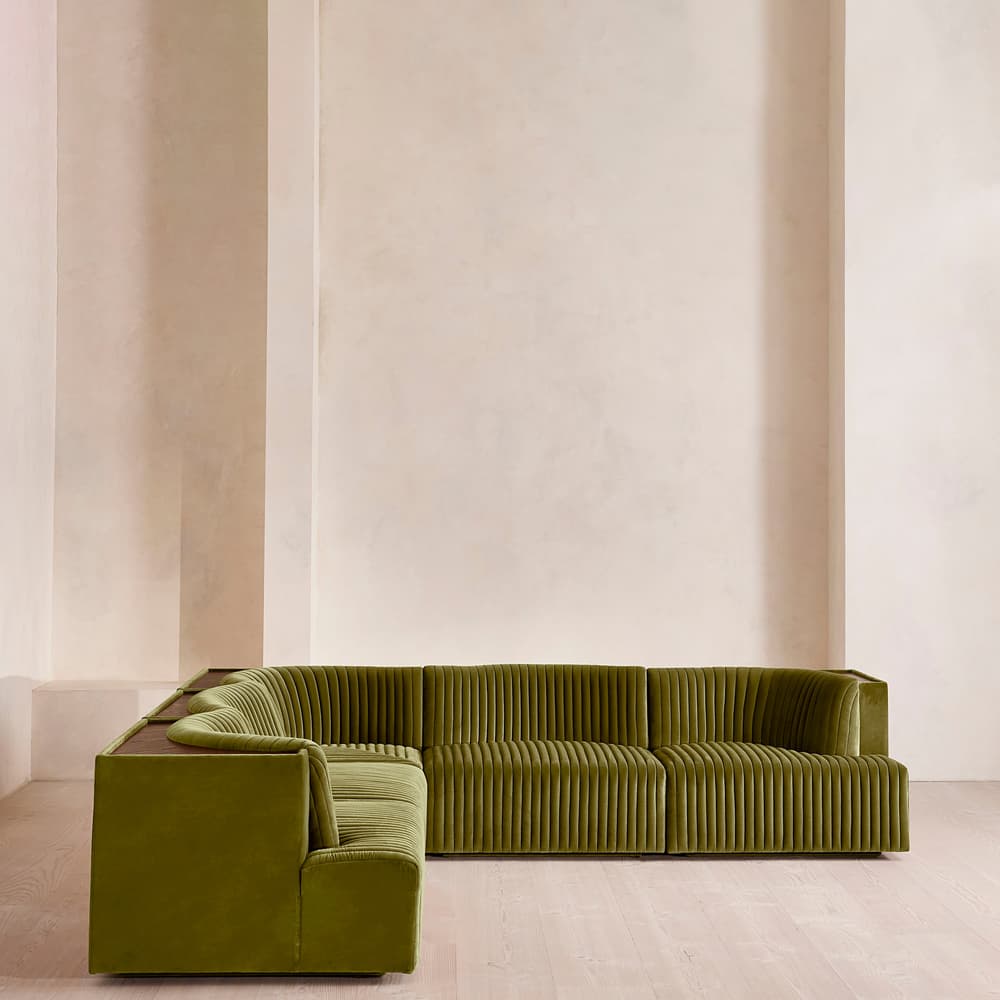 Hamish Sectional Corner Sofa - Velvet - Olive - US - Images - Image 3
