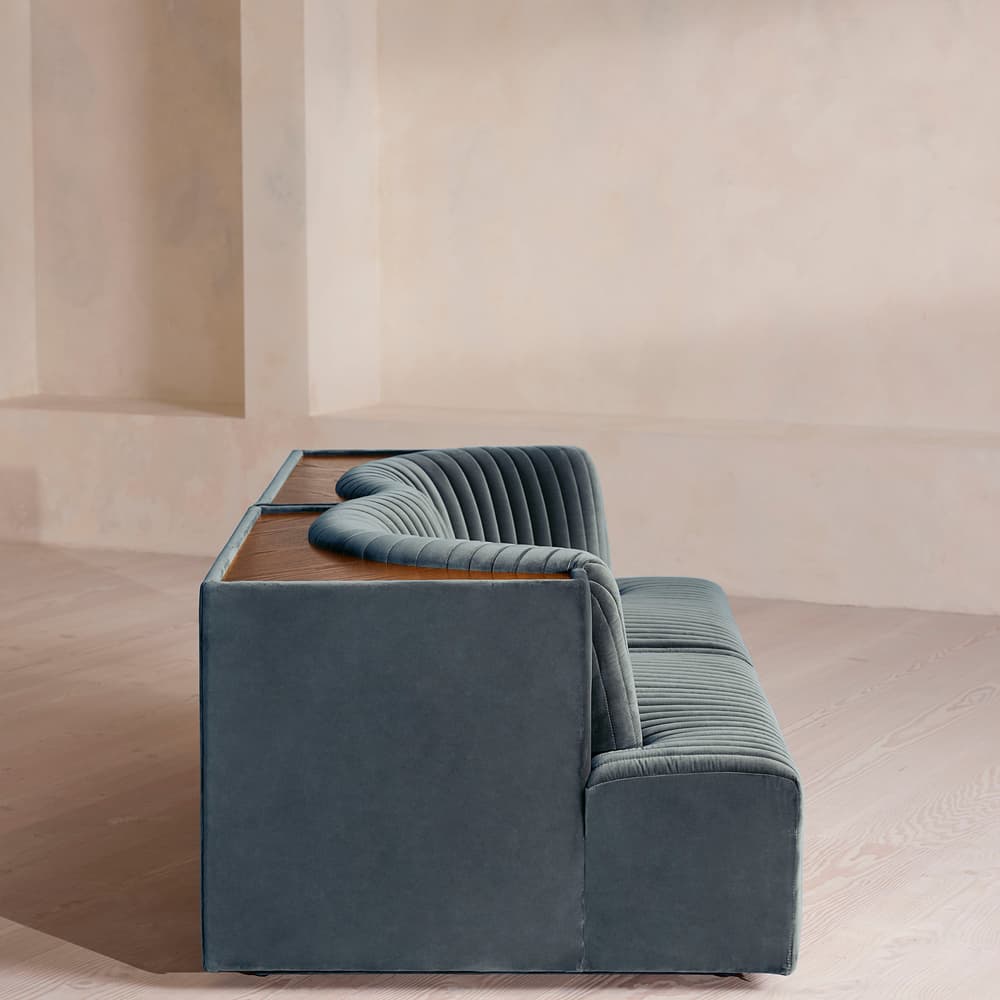 Hamish Modular Sofa - Three Seater - Velvet - Grey Blue - Images - Image 3