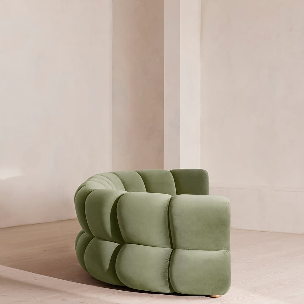 Noelle Sectional Curved Sofa - Six Seater - Velvet - Seafoam - US - Images - Image 3