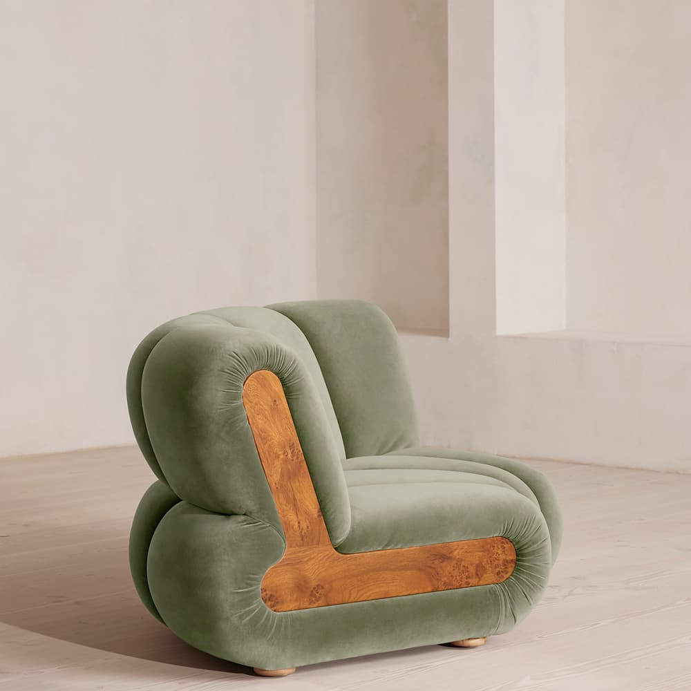Noelle Sectional Curved Armchair - Velvet - Seafoam - US - Images - Image 3