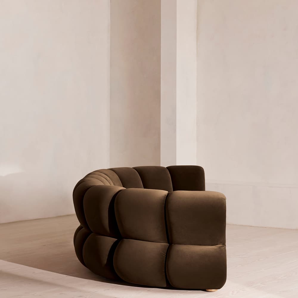 Noelle Modular Curved Sofa - Six Seater - Velvet Chocolate Brown - Images - Image 3
