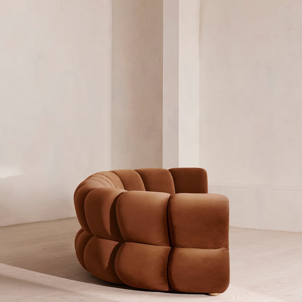 Noelle Sectional Curved Sofa - Six Seater - Velvet - Cinnamon - US - Images - Image 3