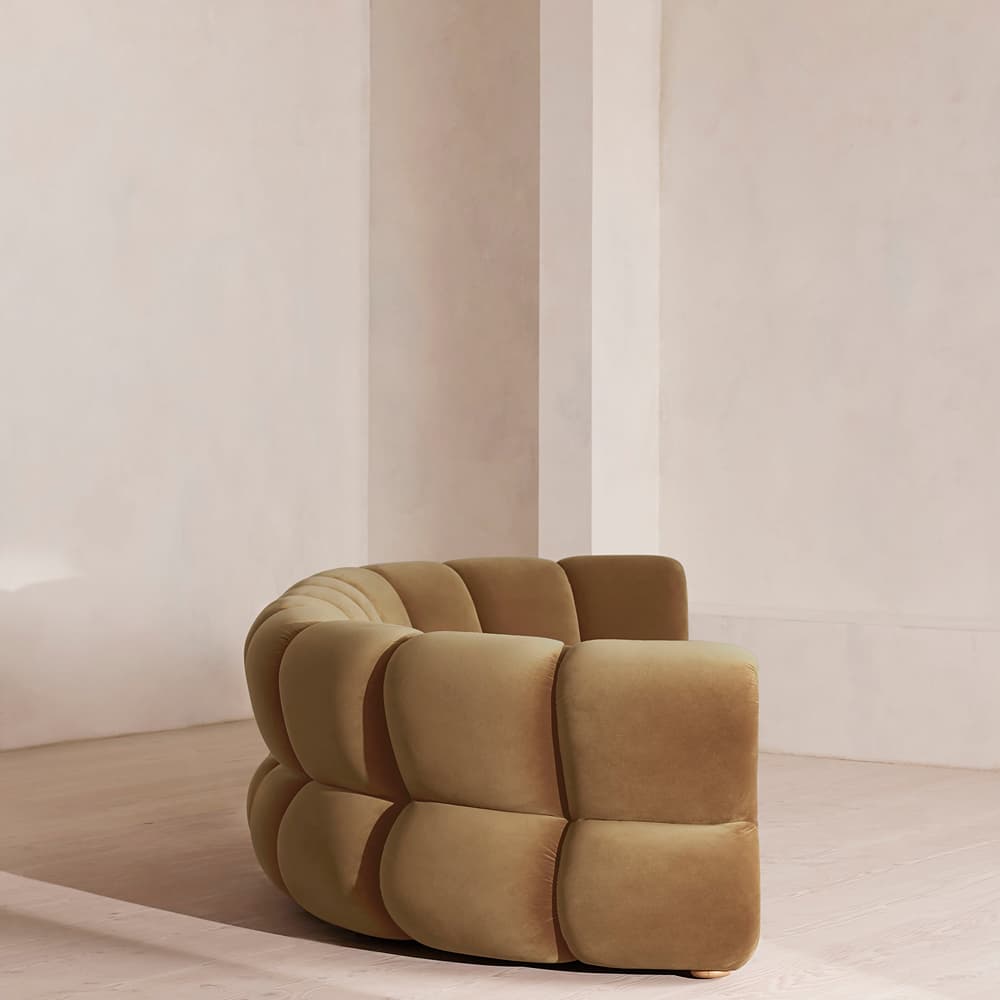 Noelle Sectional Curved Sofa - Six Seater - Velvet - Truffle - US - Images - Image 3