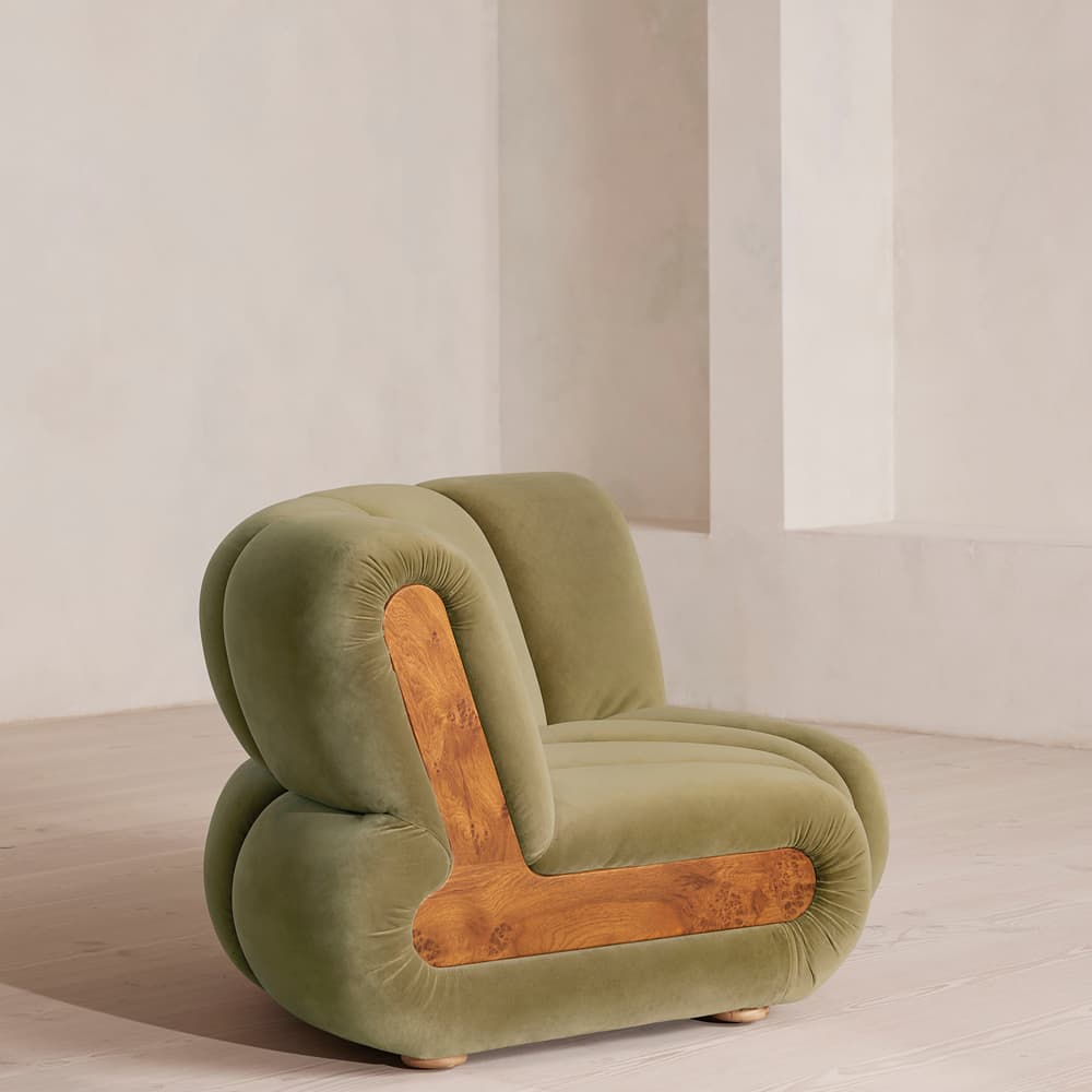 Noelle Modular Curved Armchair - Velvet Lichen - UK - Images - Image 3