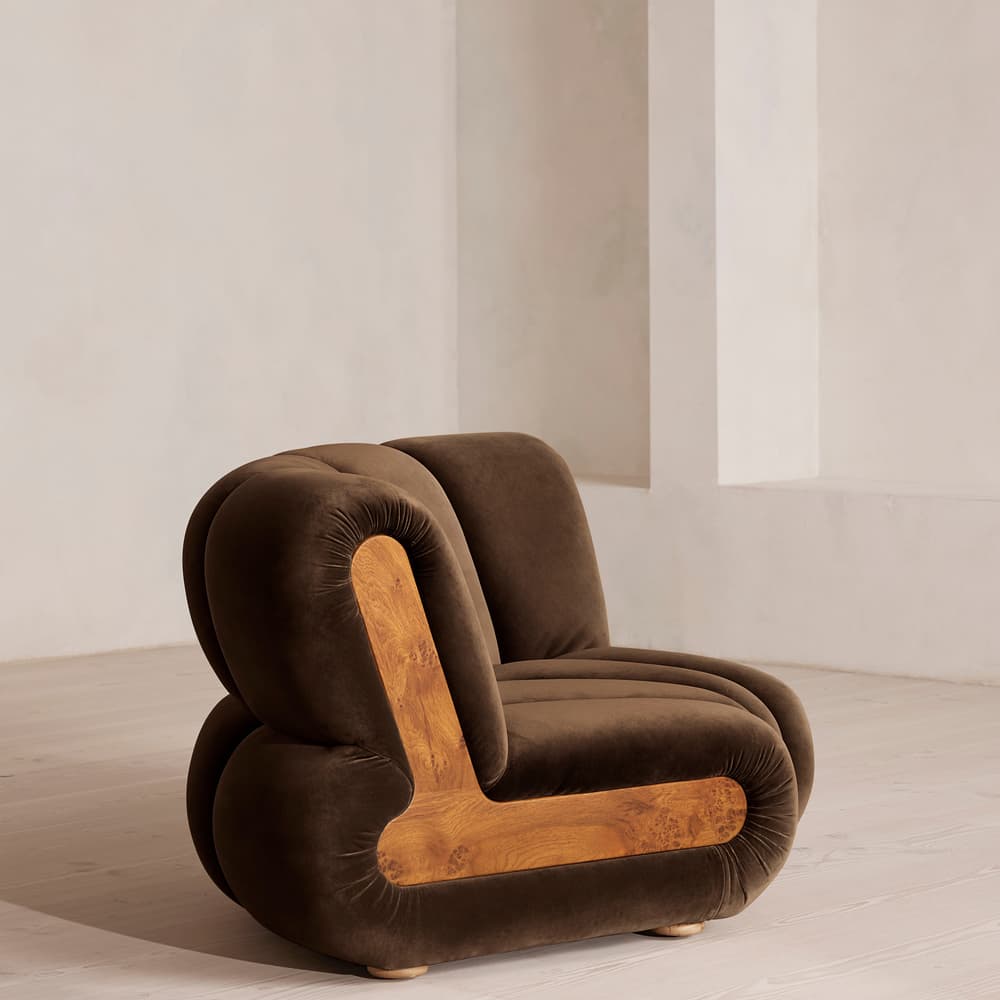 Noelle Modular Curved Armchair - Velvet Chocolate Brown - UK - Images - Image 3