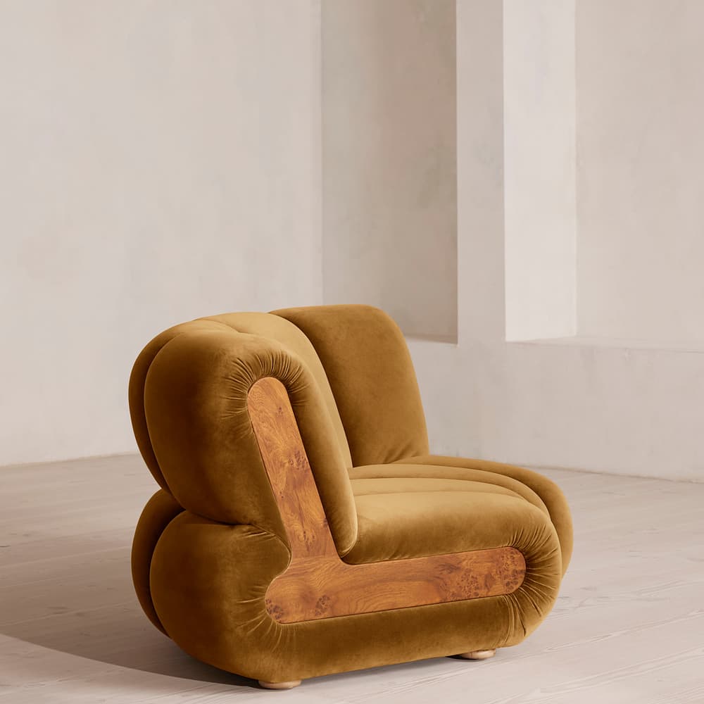 Noelle Sectional Curved Armchair - Velvet Mustard - US - Images - Image 3
