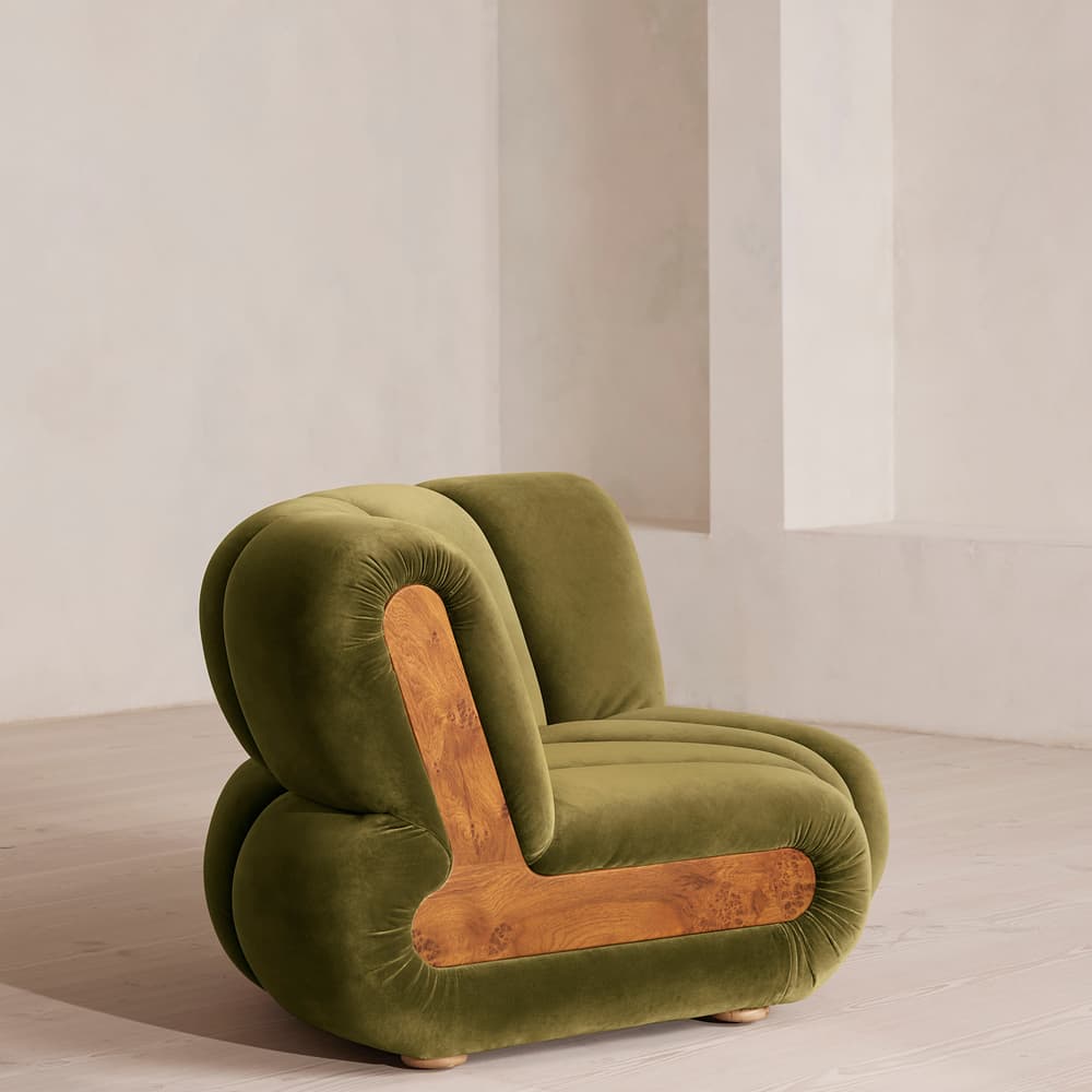 Noelle Modular Curved Armchair - Velvet Olive - UK - Images - Image 3