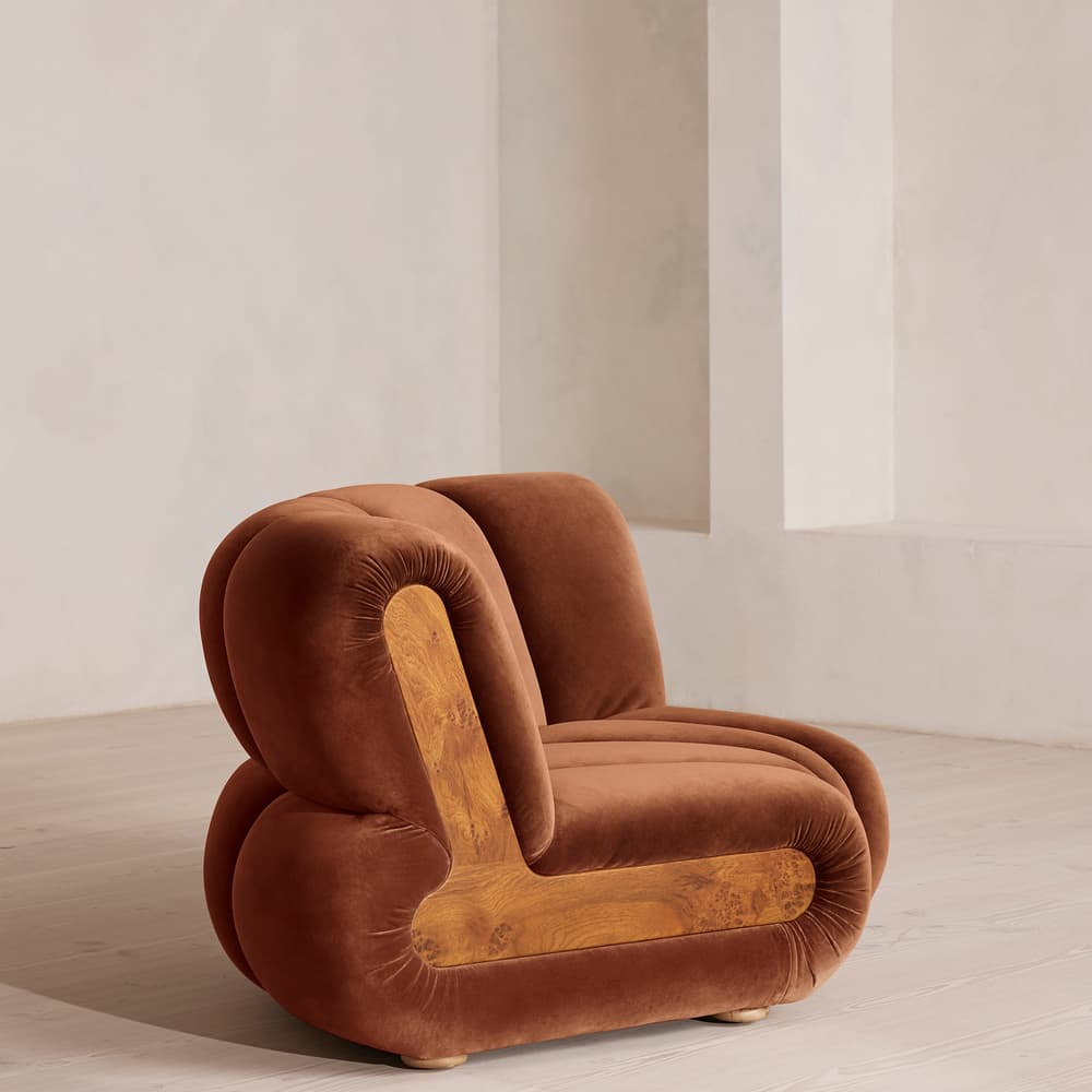 Noelle Sectional Curved Armchair - Velvet - Cinnamon - US - Images - Image 3