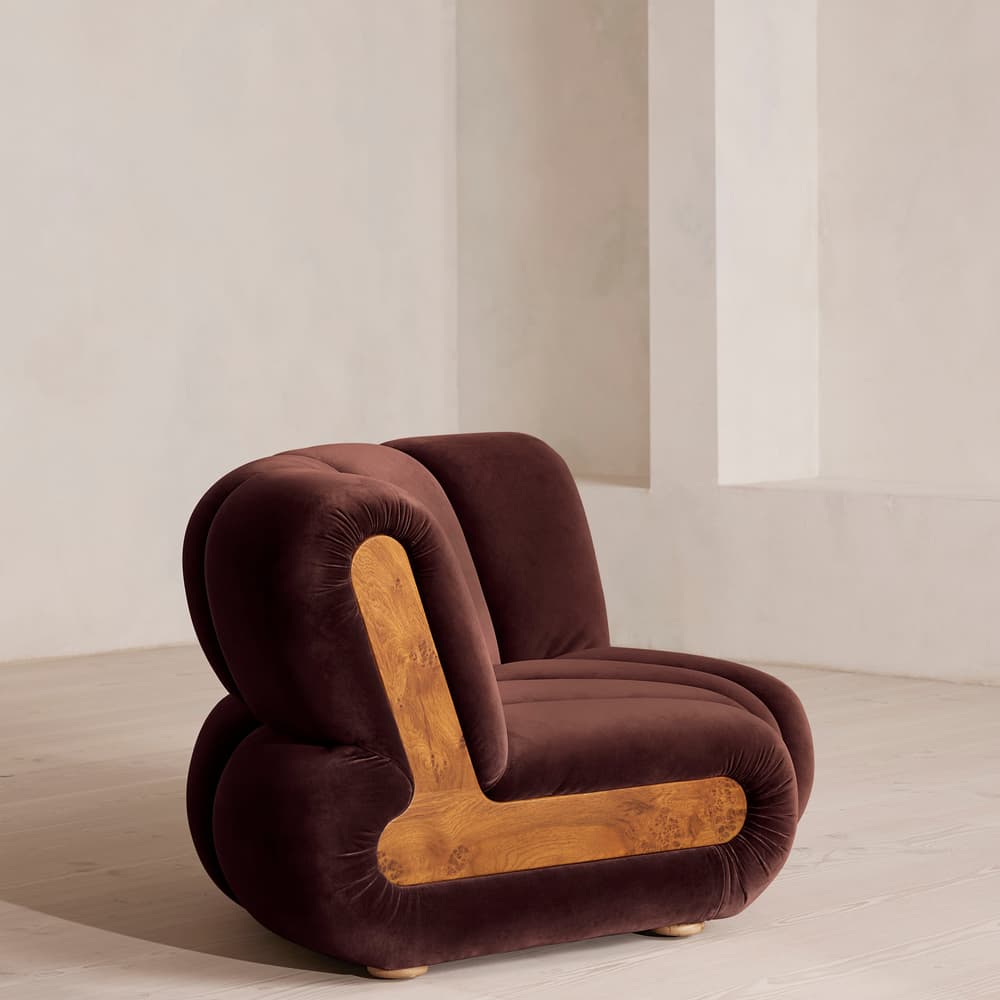 Noelle Sectional Curved Armchair - Velvet - Aubergine - US - Images - Image 3