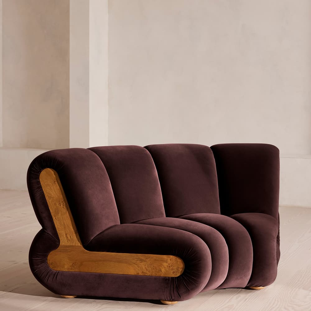 Noelle Sectional Sofa - Straight Module - Velvet - Aubergine - US - Image 3