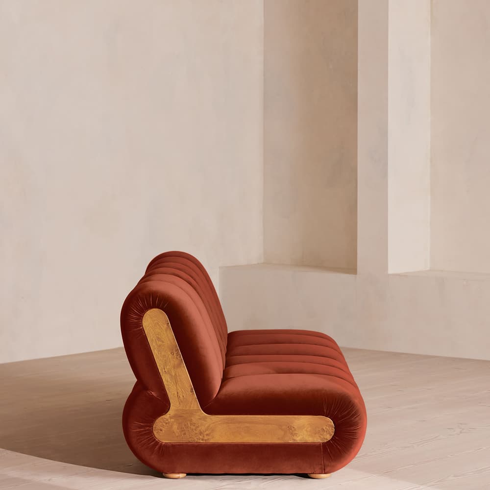 Noelle Sectional Sofa - Four Seater - Velvet - Rust - US - Images - Image 3