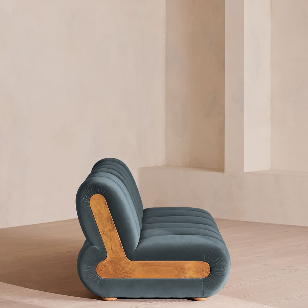 Noelle Modular Sofa - Four Seater - Velvet - Grey Blue - Images - Image 3