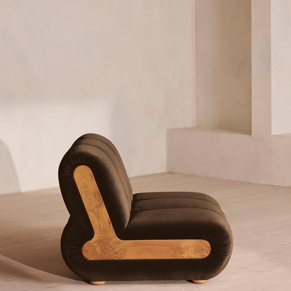 Noelle Modular Sofa - Curved Module - Velvet Chocolate Brown - Image 3
