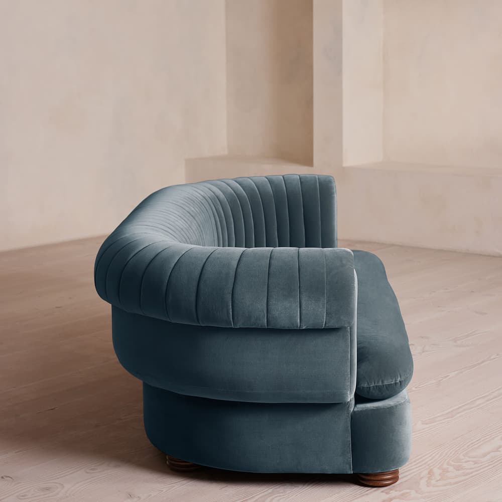 Rava Three Seater Sofa - Velvet - Grey Blue - US - Images - Image 3