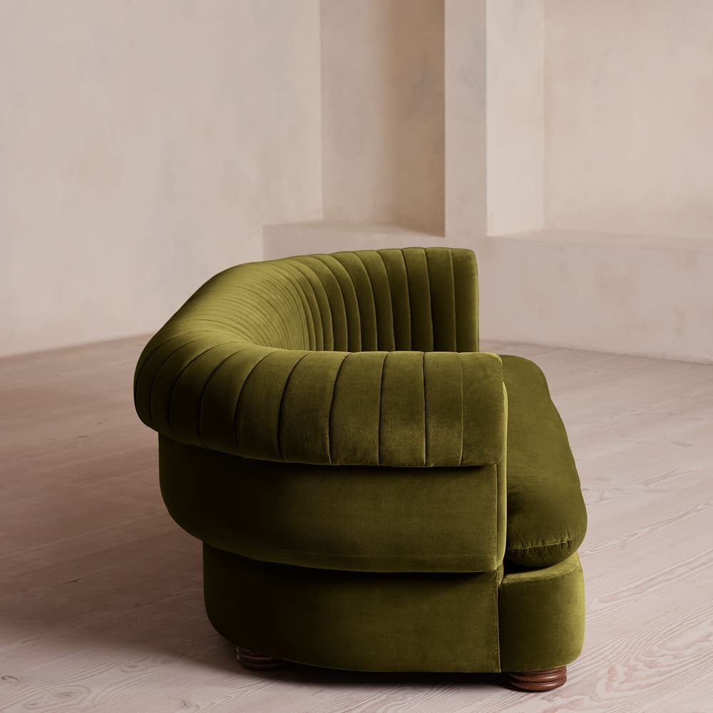 Rava Three Seater Sofa - Velvet - Olive - Images - Image 3