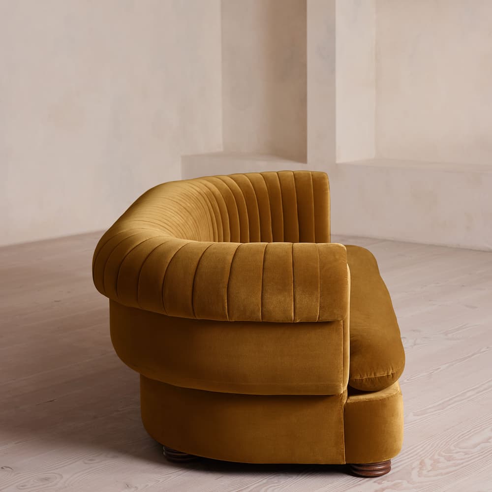 Rava Three Seater Sofa - Velvet - Mustard - Images - Image 3