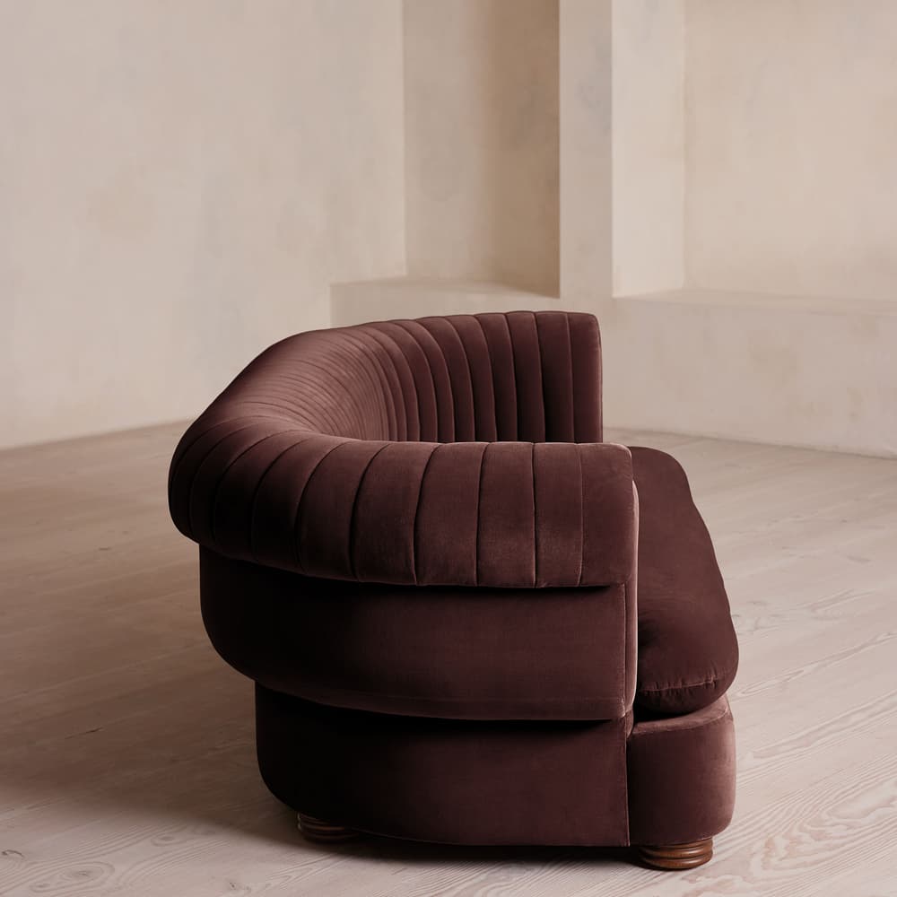 Rava Three Seater Sofa - Velvet - Aubergine - UK - Images - Image 3