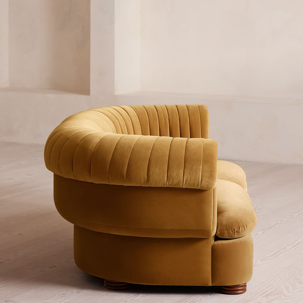 Rava Sectional Sofa - Three Seater - Velvet - Mustard - US - Images - Image 3