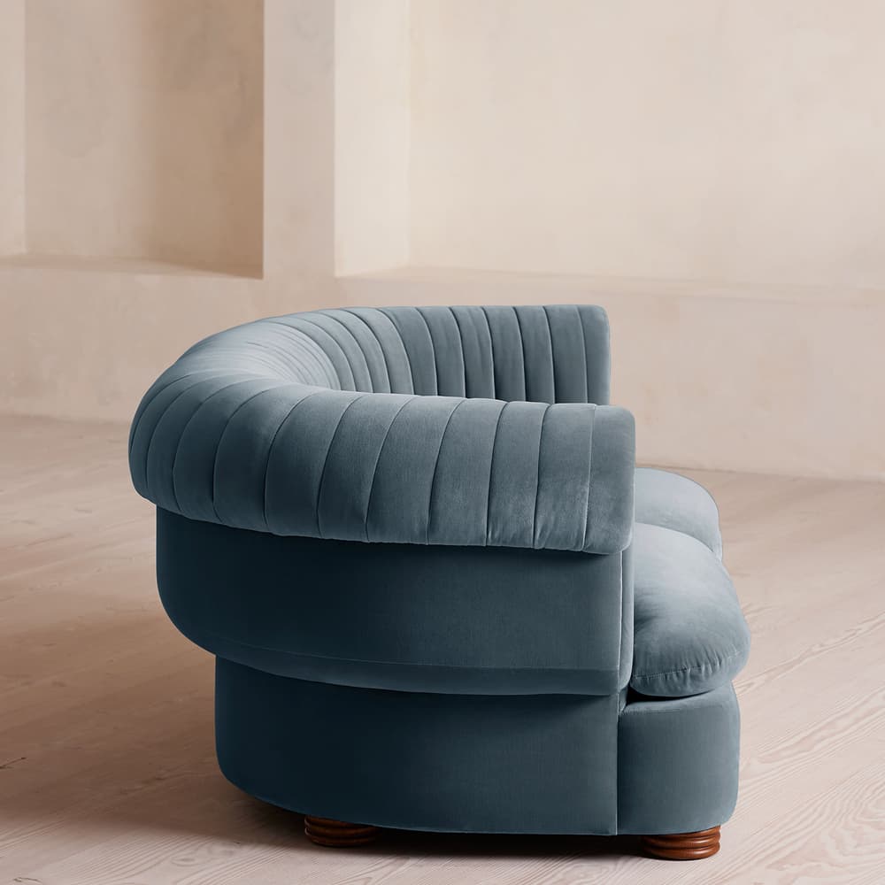 Rava Sectional Sofa - Three Seater - Velvet - Grey Blue - US - Images - Image 3