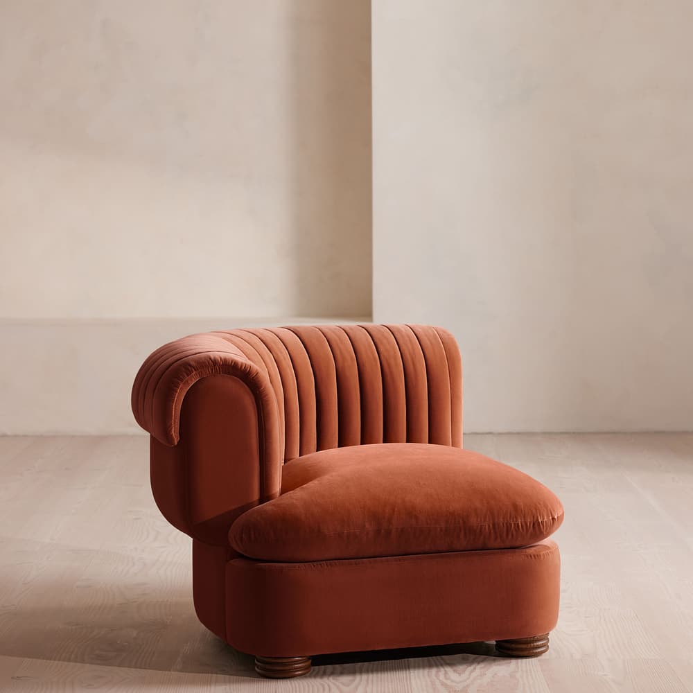 Rava Modular Sofa - Corner Module - Velvet - Rust - Image 2