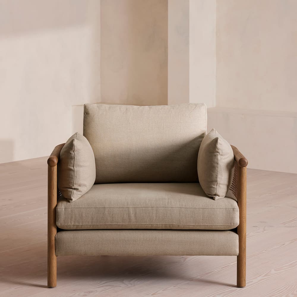 Sydney Cane Armchair - Washed Linen Flax - Listing - Image 3
