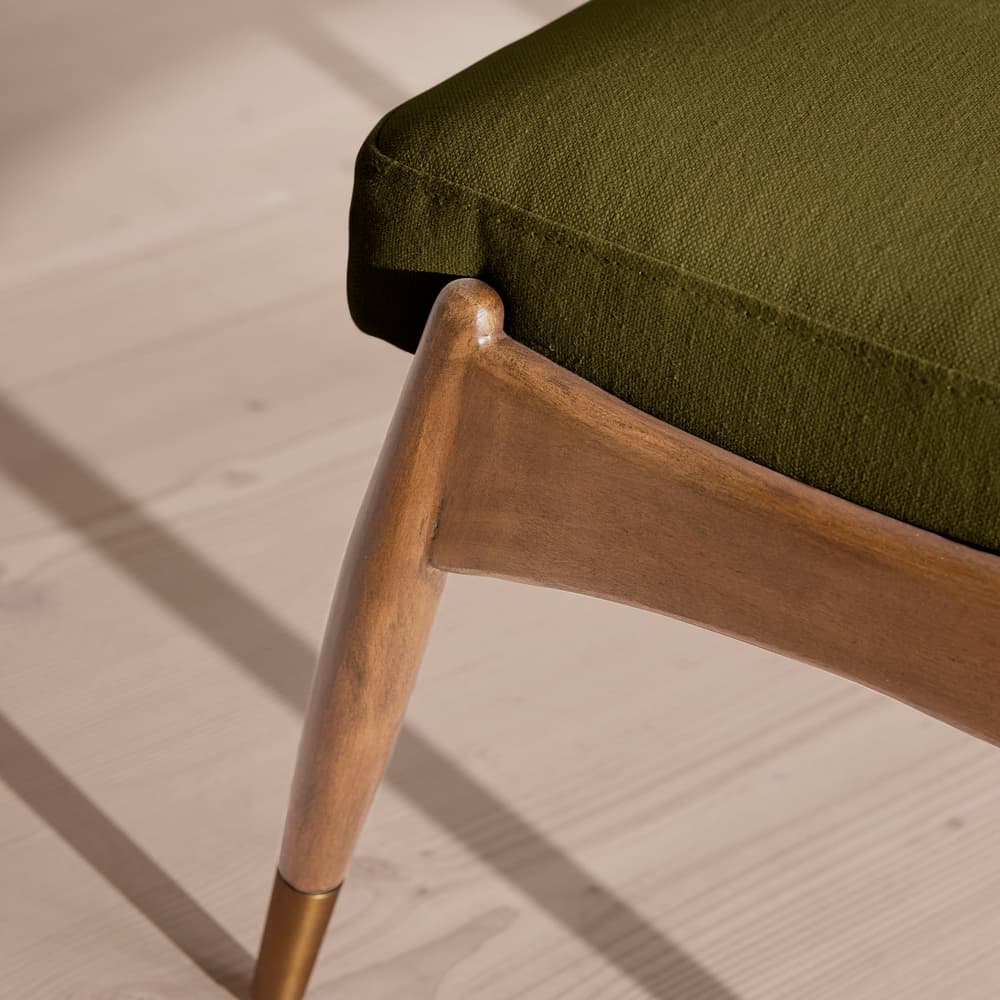 Theodore Oak Footstool - Linen - Olive - Images - Image 3