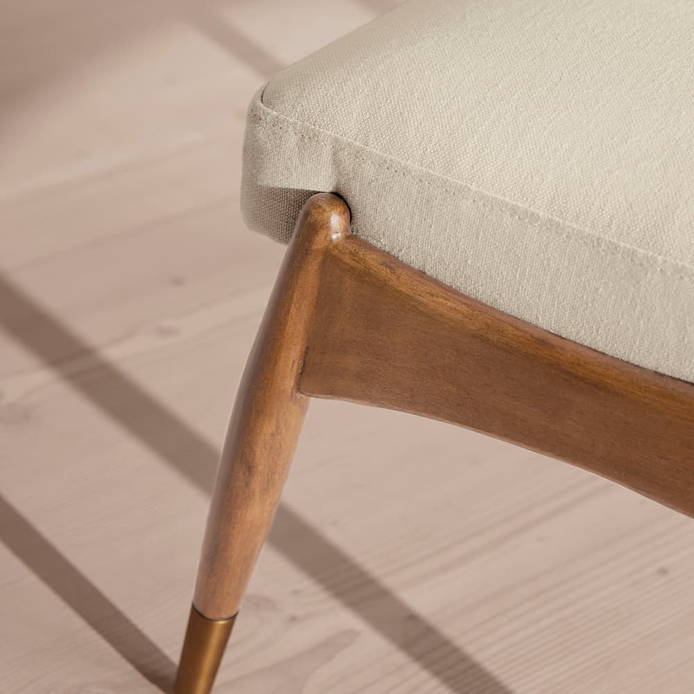Theodore Oak Footstool - Linen - Bisque - Images - Image 3