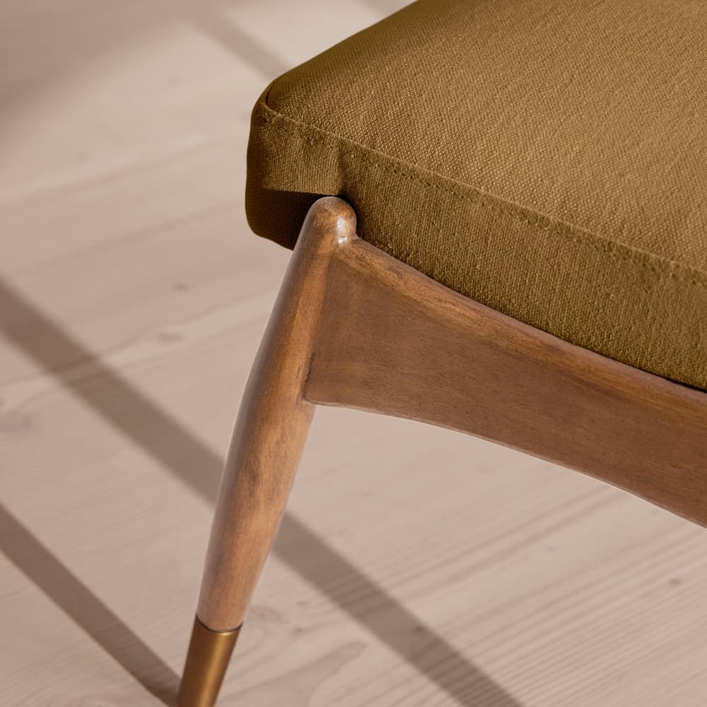 Theodore Oak Footstool - Linen - Ochre - US - Images - Image 3