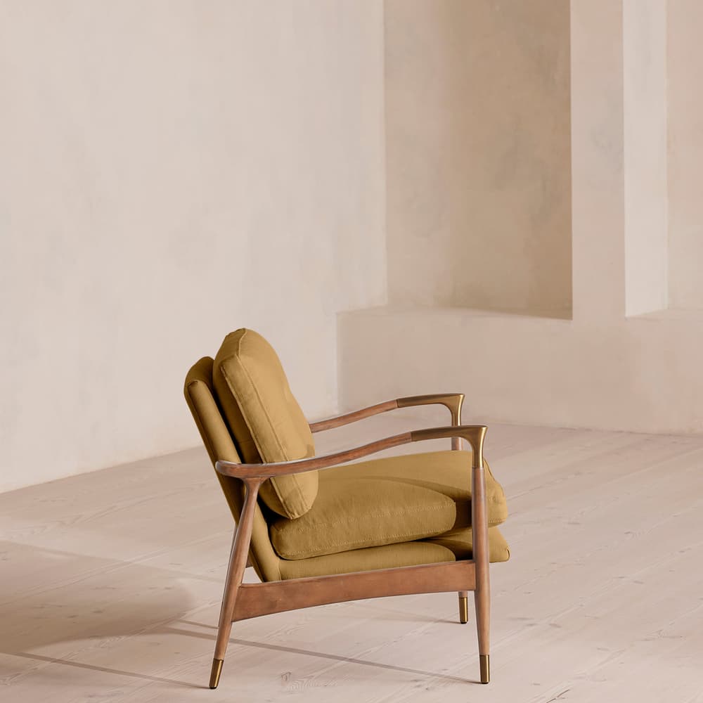 Theodore Oak Armchair - Linen - Ochre - US - Images - Image 3