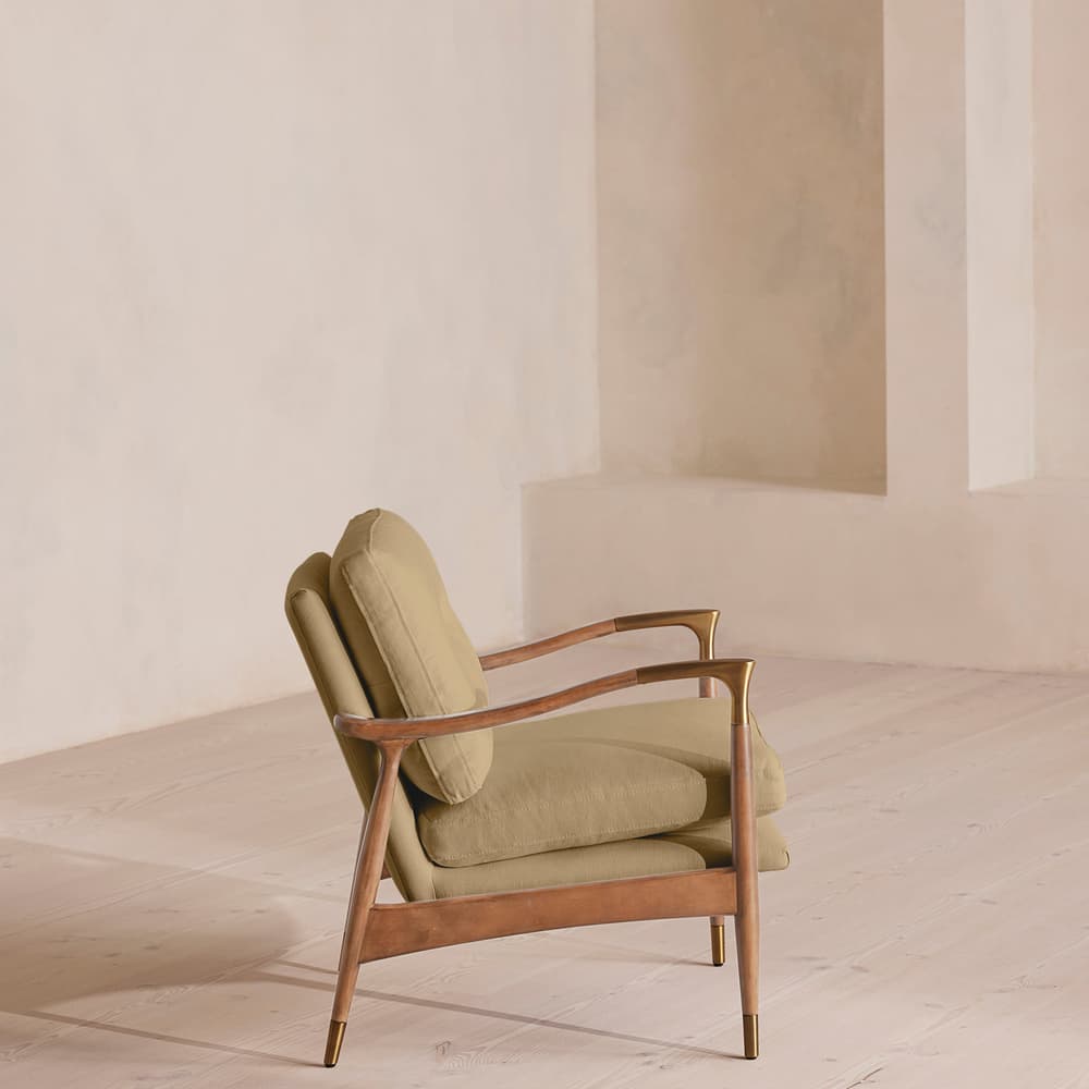 Theodore Oak Armchair - Linen - Wheat - Images - Image 3