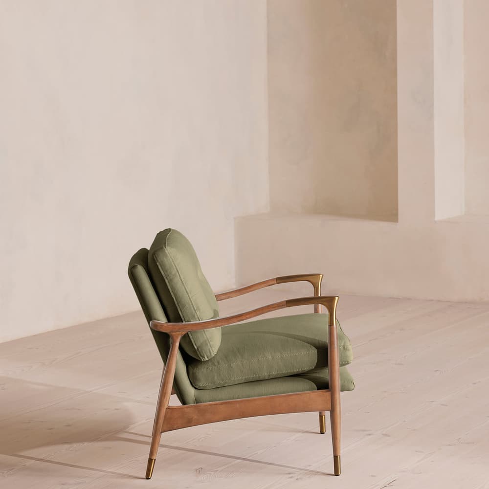 Theodore Oak Armchair - Linen - Sage - Images - Image 3