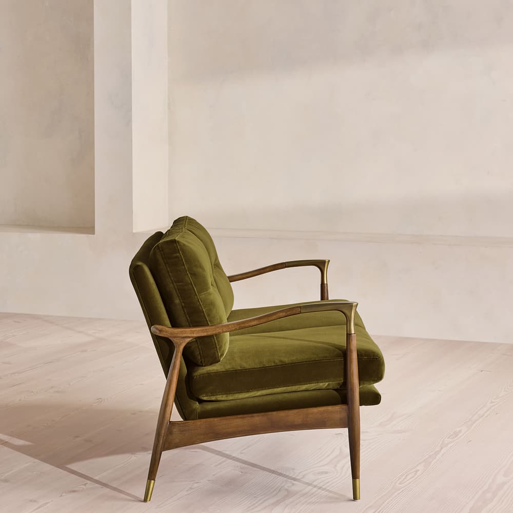 Theodore Two Seater Sofa - Velvet - Olive - UK - Images - Image 3