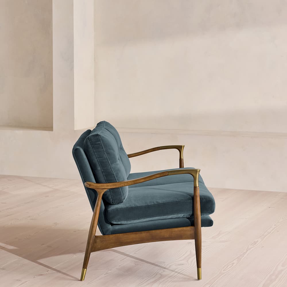 Theodore Two Seater Sofa - Velvet - Grey Blue - UK - Images - Image 3
