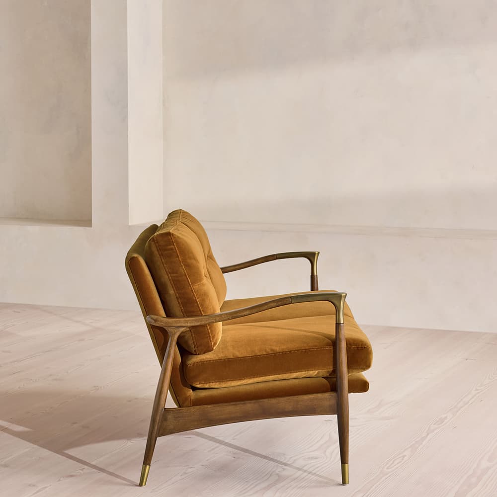 Theodore Two Seater Sofa - Velvet - Mustard - UK - Images - Image 3