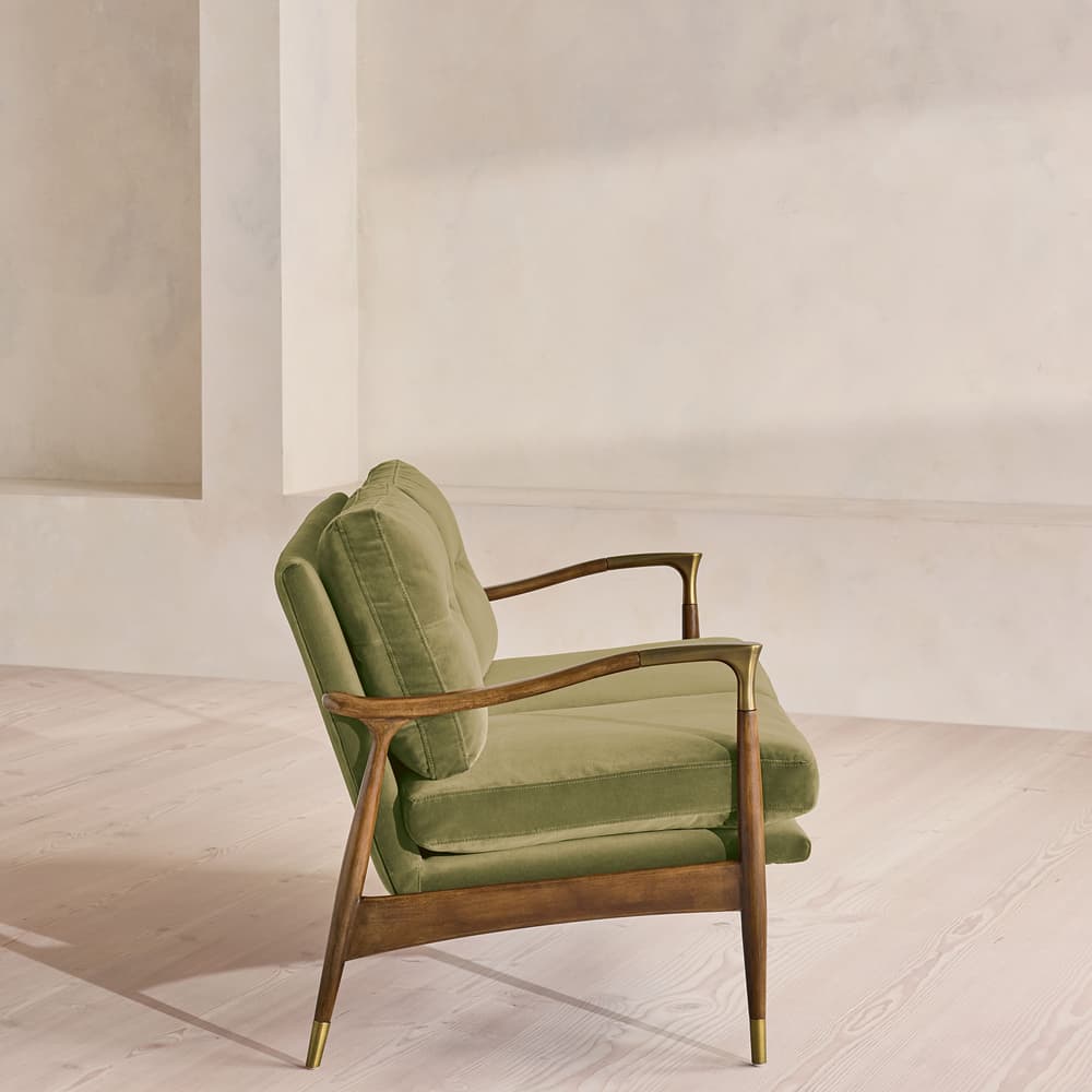 Theodore Two Seater Sofa - Velvet - Lichen - UK - Images - Image 3
