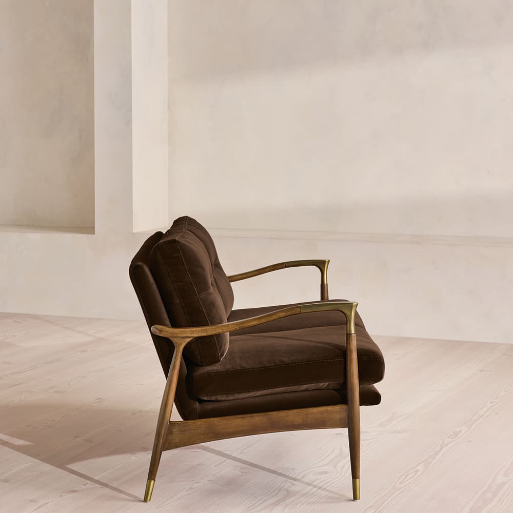 Theodore Two Seater Sofa - Velvet - Chocolate - UK - Images - Image 3