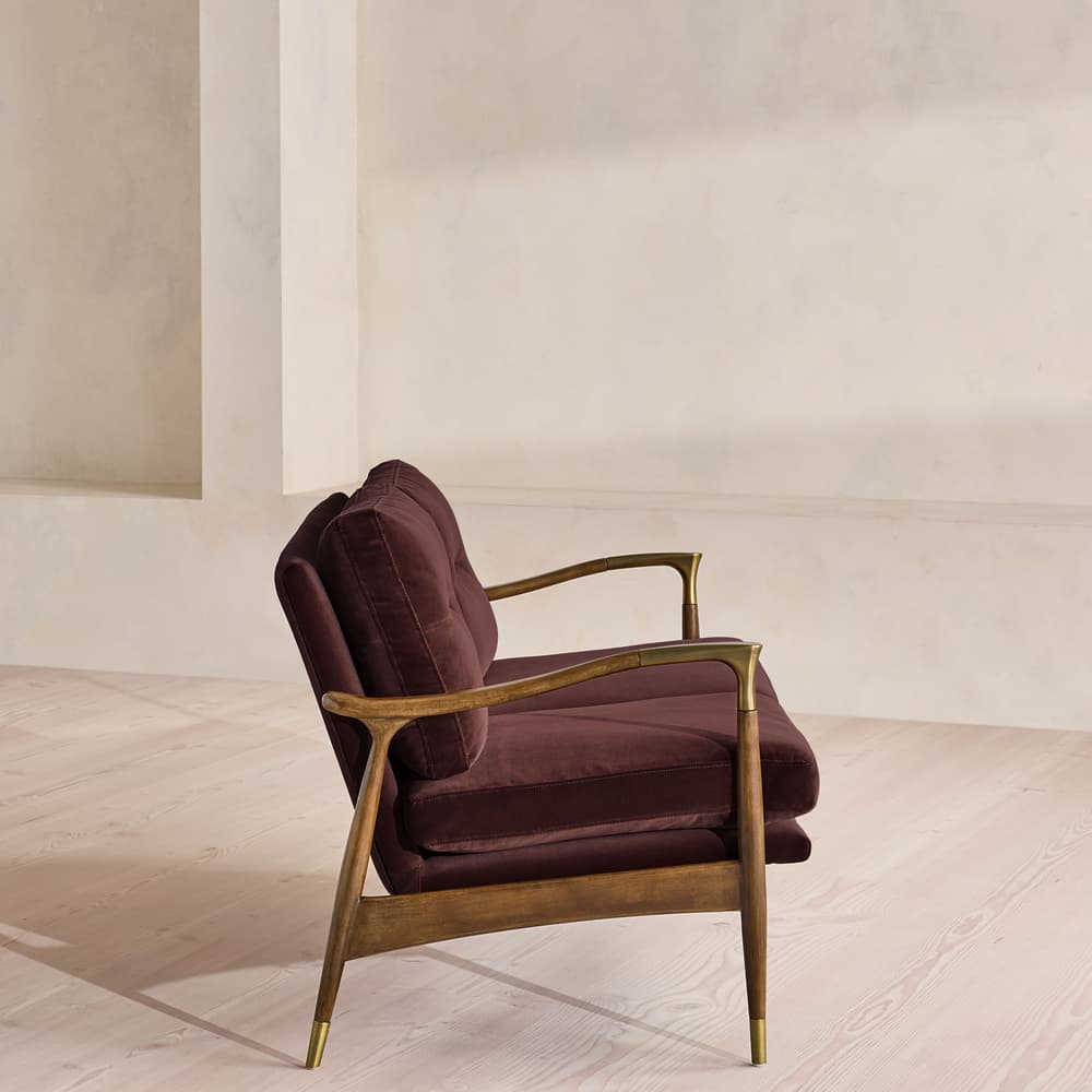 Theodore Two Seater Sofa - Velvet - Aubergine - UK - Images - Image 3