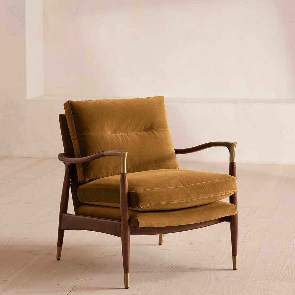 Theodore Armchair - Velvet - Mustard - UK - Listing - Image 3