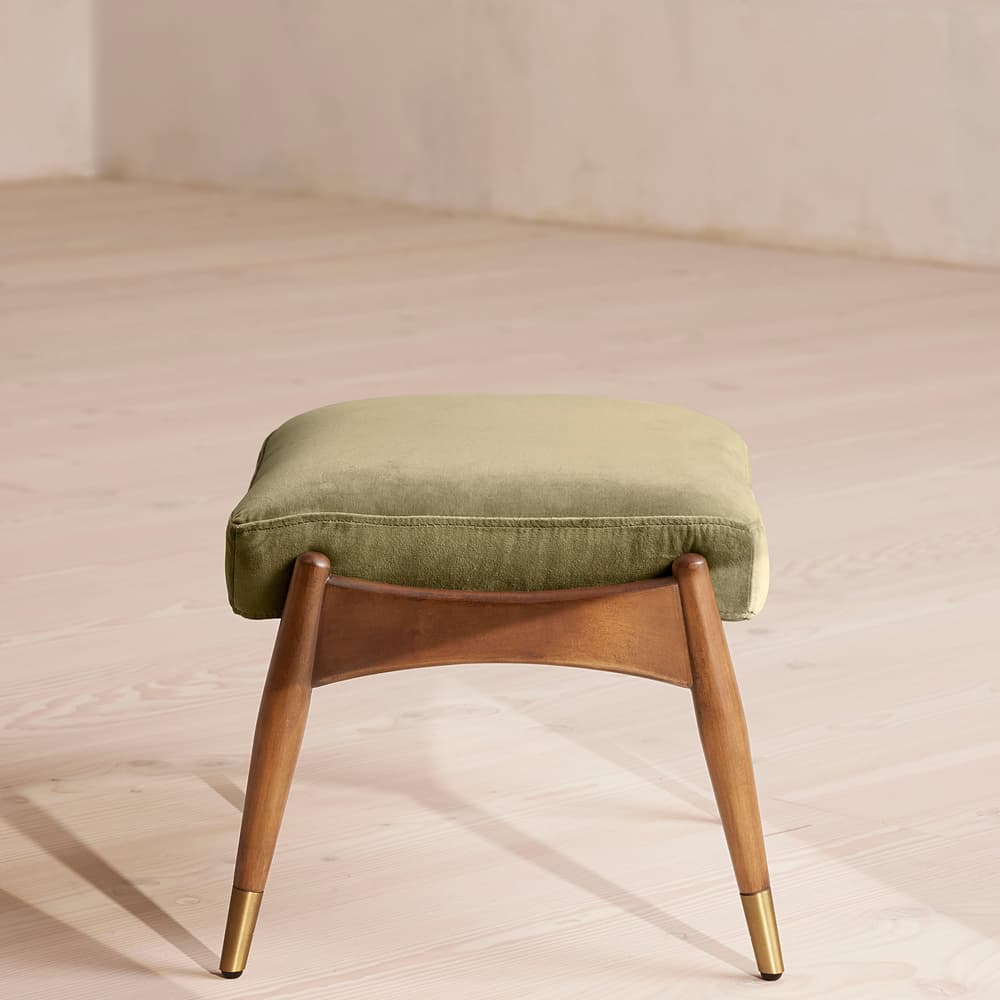 Theodore Oak Footstool Velvet Lichen - Images - Image 3