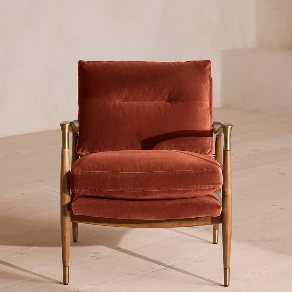 Theodore Armchair - Velvet - Rust - US - Listing - Image 3