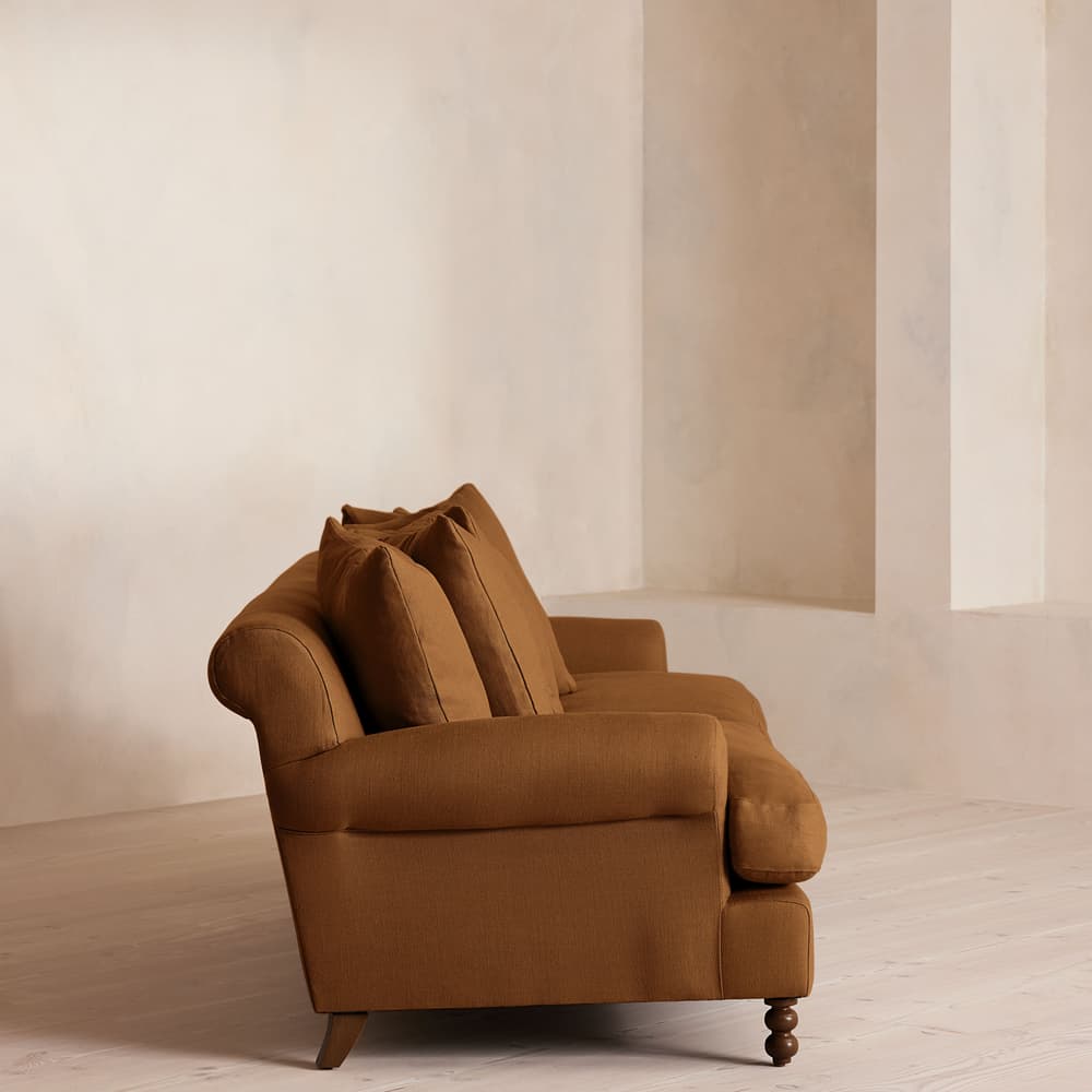 Audrey Four Seater Sofa - Linen - Terracotta - UK - Images - Image 3