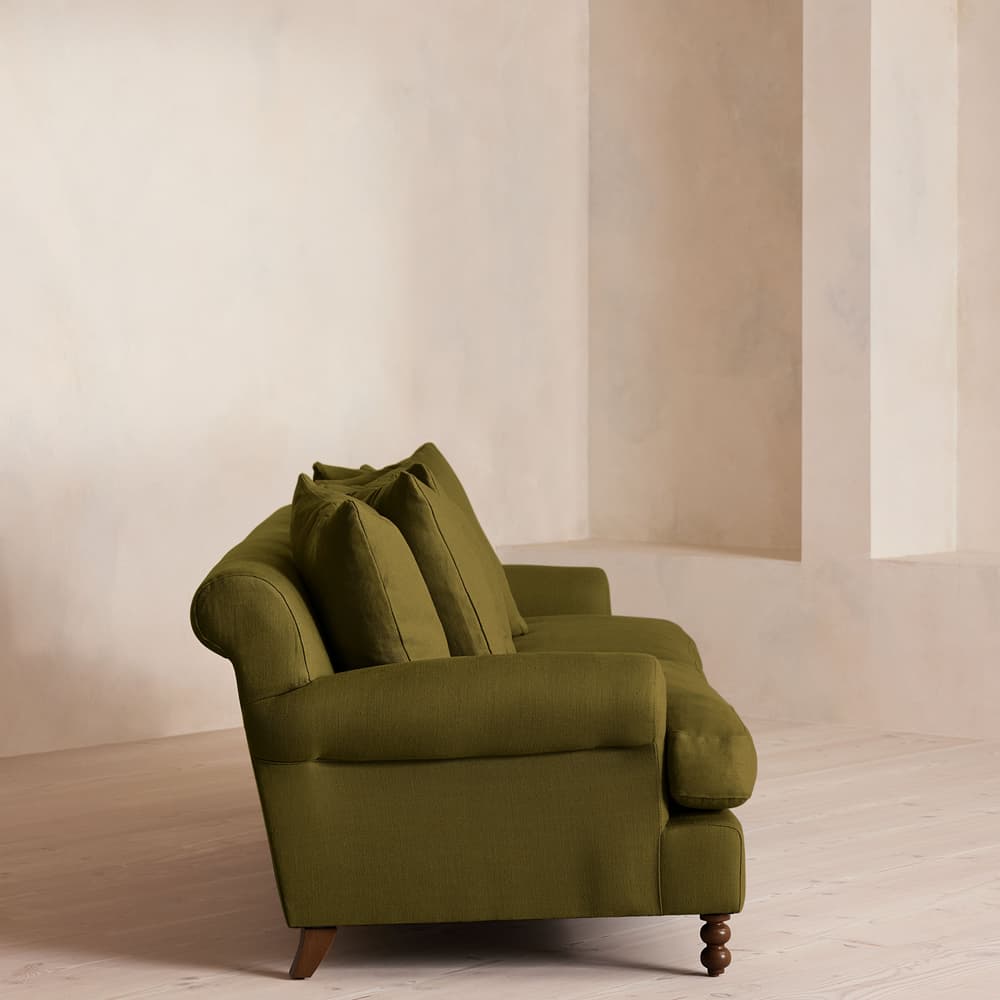 Audrey Four Seater Sofa - Linen - Olive - Images - Image 3