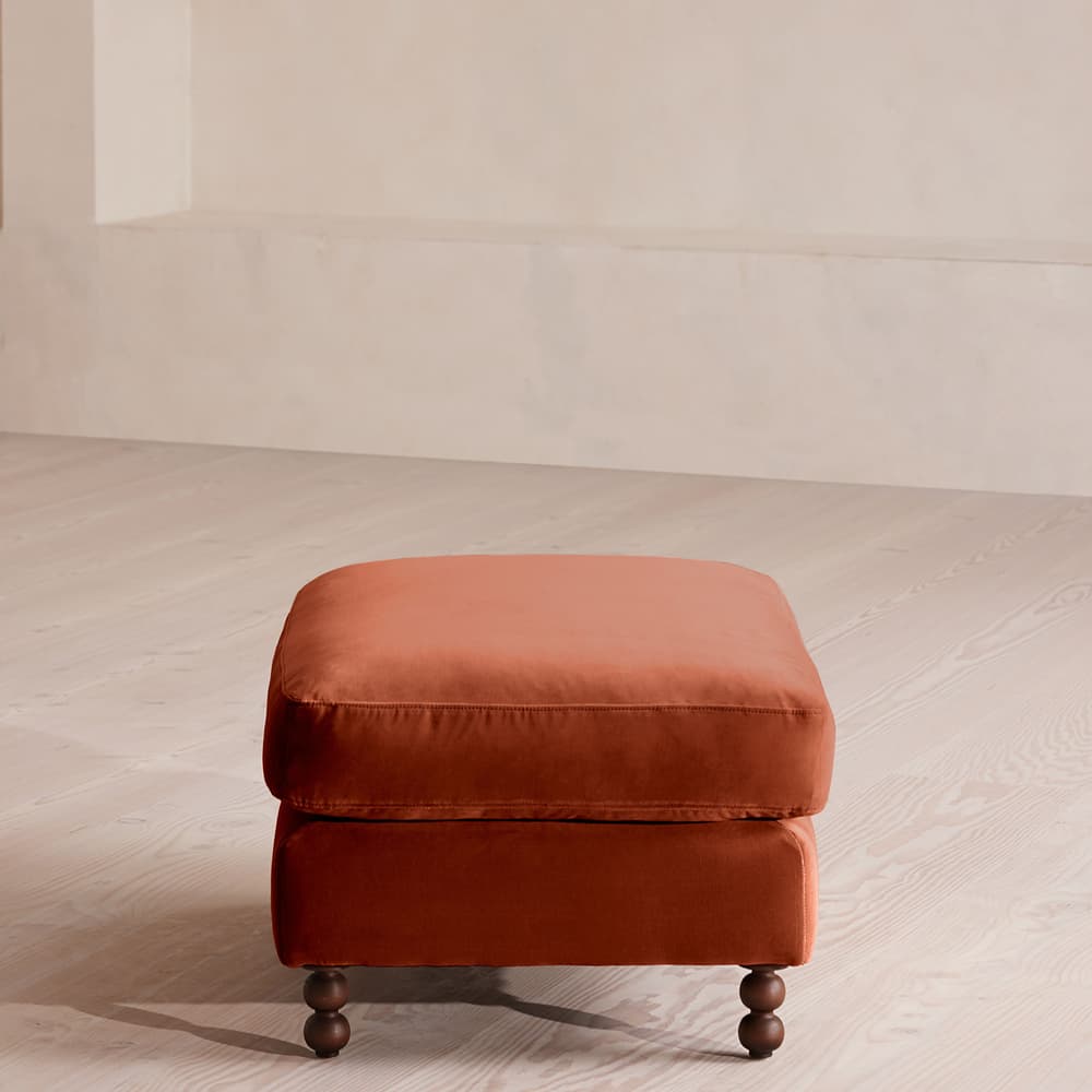 Audrey Rectangle Ottoman - Velvet - Rust - Images - Image 3