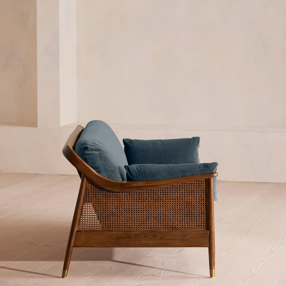 Atlanta Three Seater Sofa - Velvet - Grey Blue - US - Images - Image 3